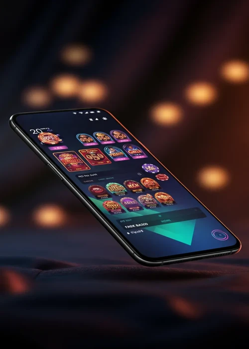 Ein dynamisches Bild des Flappy Casino Interfaces, das die Vielfalt der angebotenen Slots und Live-Spiele sowie den Anmeldebonus für neue Spieler hervorhebt.